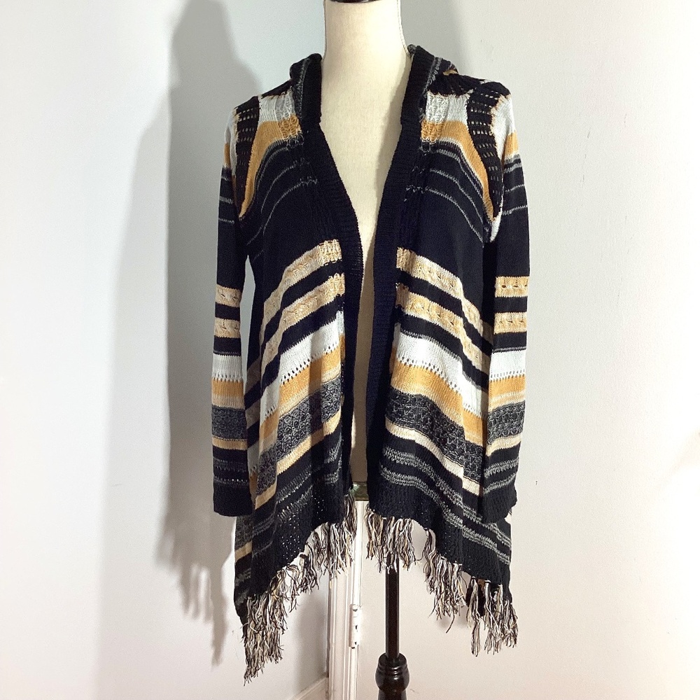 NWOT SAY WHAT NY WOMAN SIZE MEDIUM AZTEC BOHO SOUTHWESTERN HOODED CARDIGAN